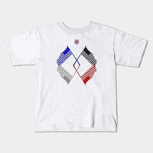 EMBLEM n 4 FLAGS Front Kids T-Shirt by Plutocraxy